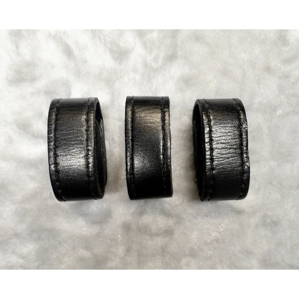 Black Leather Utility Belt Keepers Police Tactical Double Snap Qty Three